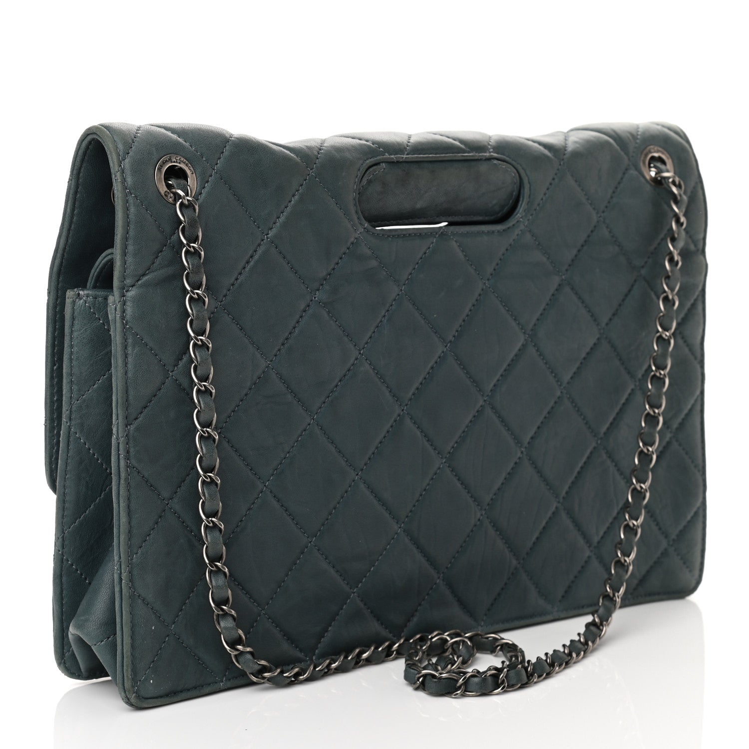 Chanel Washed Lambskin Quilted Maxi Take Away Flap Turquoise 3 of 11