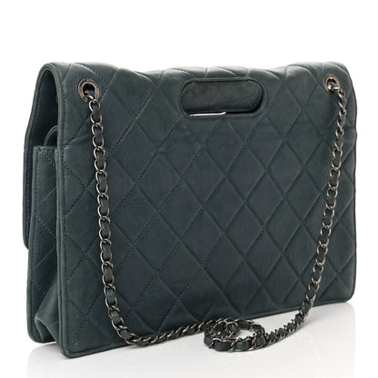 Chanel Washed Lambskin Quilted Maxi Take Away Flap Turquoise 3 of 11