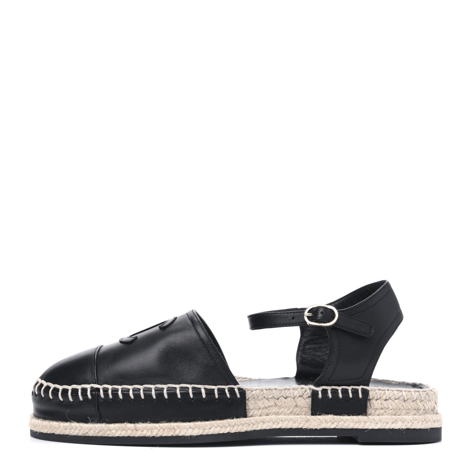 Chanel Lambskin CC Ankle Strap Espadrilles 38 Black 1 of 9