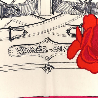 Hermes Cashmere Silk Cavalcadour Shawl 140 White Rouge Fuchsia 2 of 4