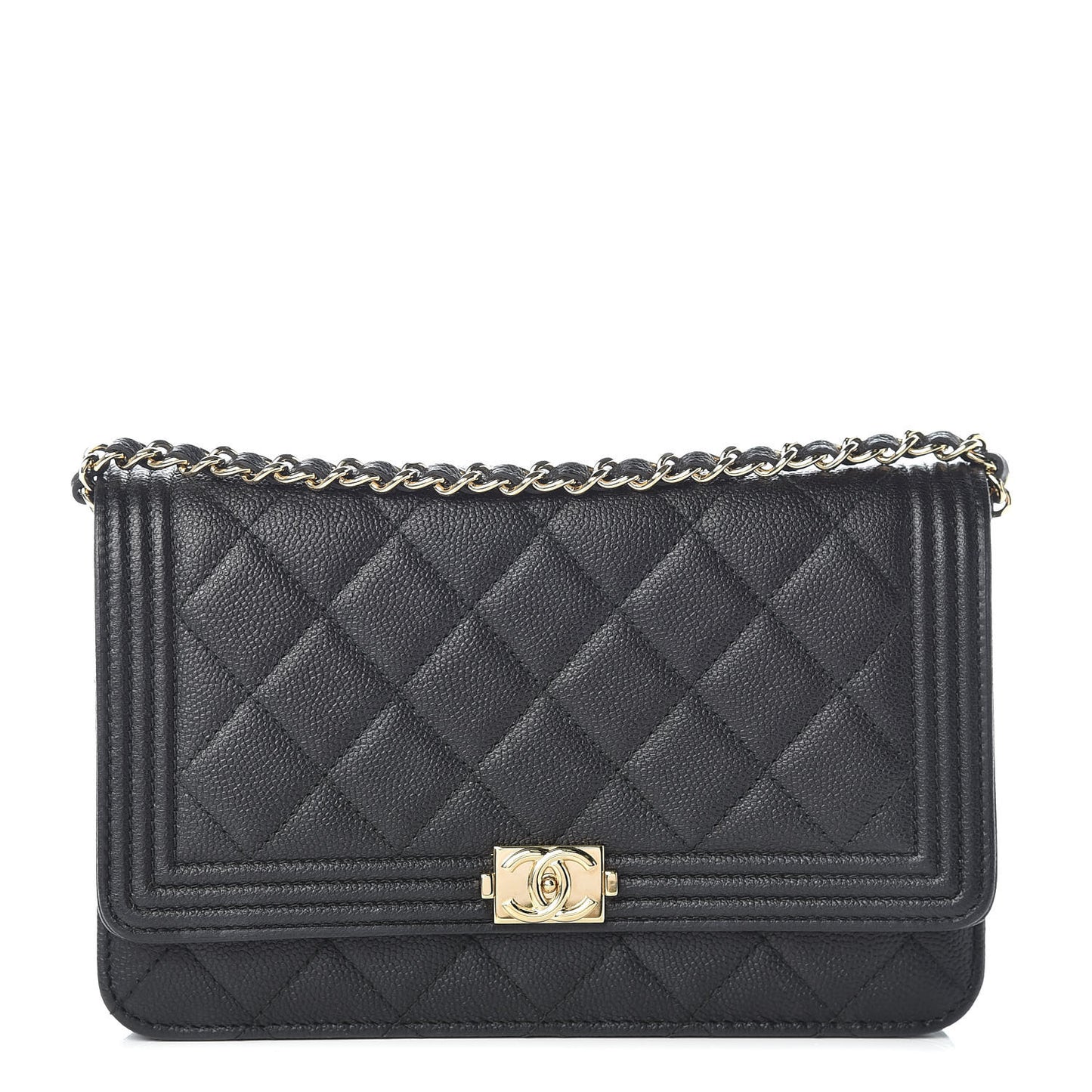Caviar Quilted Boy Wallet On Chain WOC Black