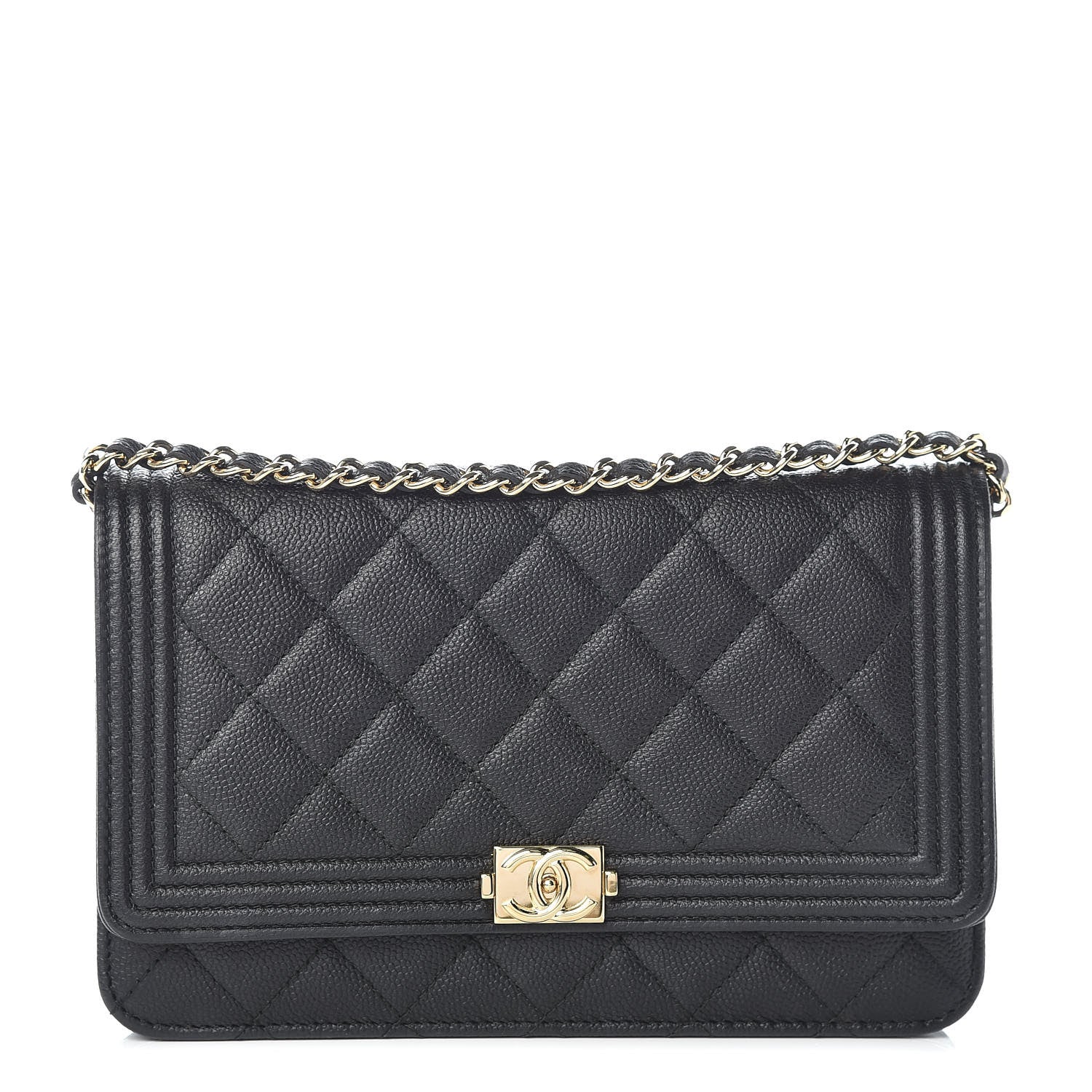 Chanel Caviar Quilted Boy Wallet On Chain WOC Black 1 of 13
