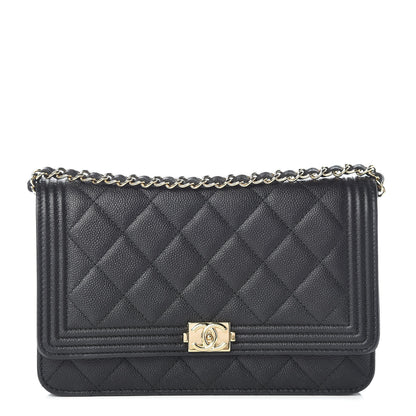 Chanel Caviar Quilted Boy Wallet On Chain WOC Black 1 of 13