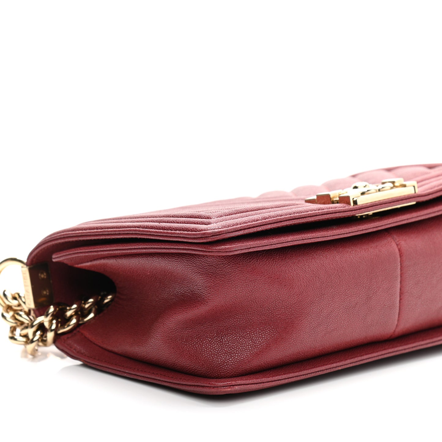 Caviar Chevron Quilted Medium Boy Flap Red