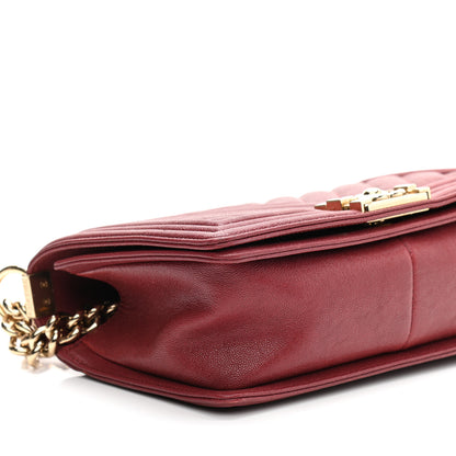 Chanel Caviar Chevron Quilted Medium Boy Flap Red 9 of 12