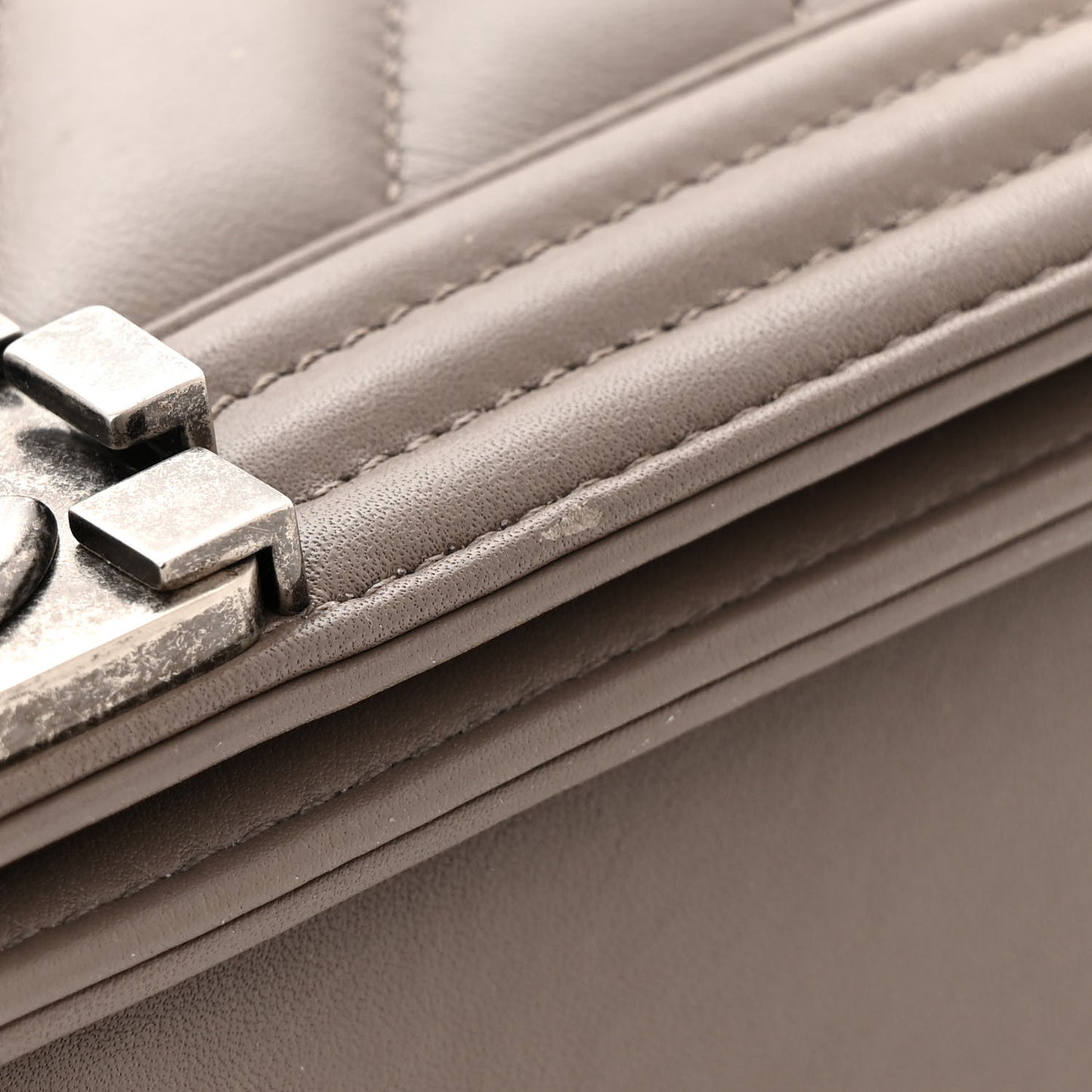Lambskin Chevron Medium Boy Flap Taupe