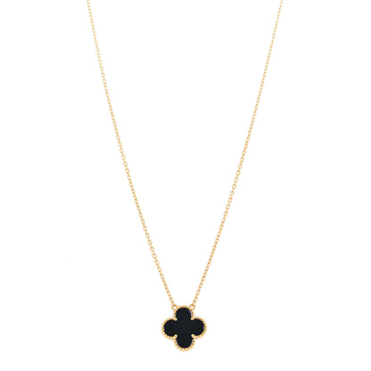 Van Cleef & Arpels VAN CLEEF &amp; ARPELS 18K Yellow Gold Black Onyx Vintage Alhambra Pendant Necklace 1 of 6