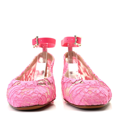 Valentino Garavani Lace Ankle Strap Ballerina Flats 36.5 Framboise 3 of 9
