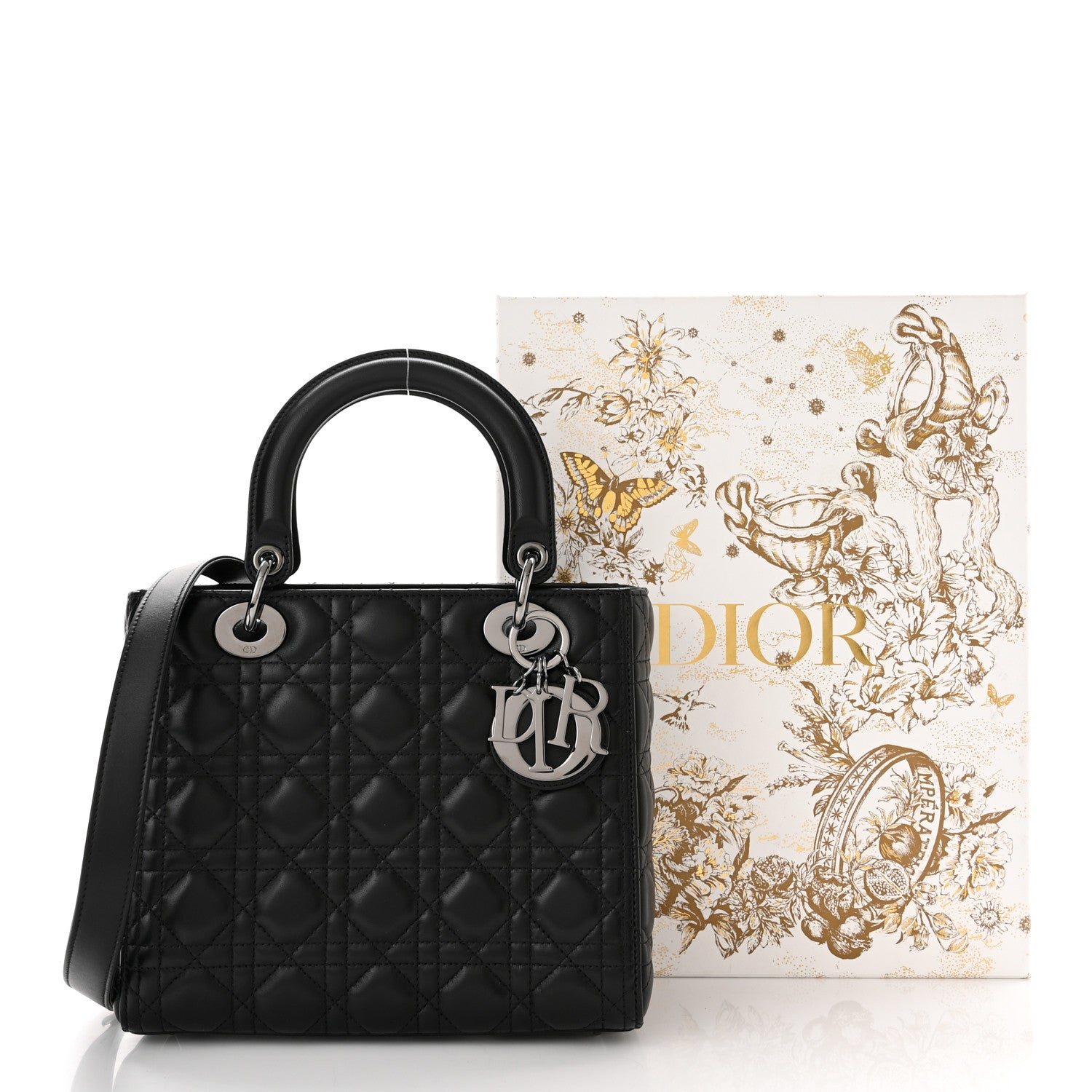 Christian Dior Lambskin Cannage Medium Lady Dior Black 11 of 11