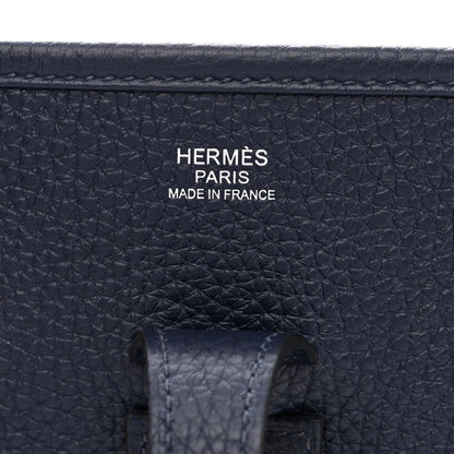 Hermes Taurillon Clemence Quadrille Evelyne III PM Bleu Nuit Bleu Saphir Anemone Capucine 6 of 11