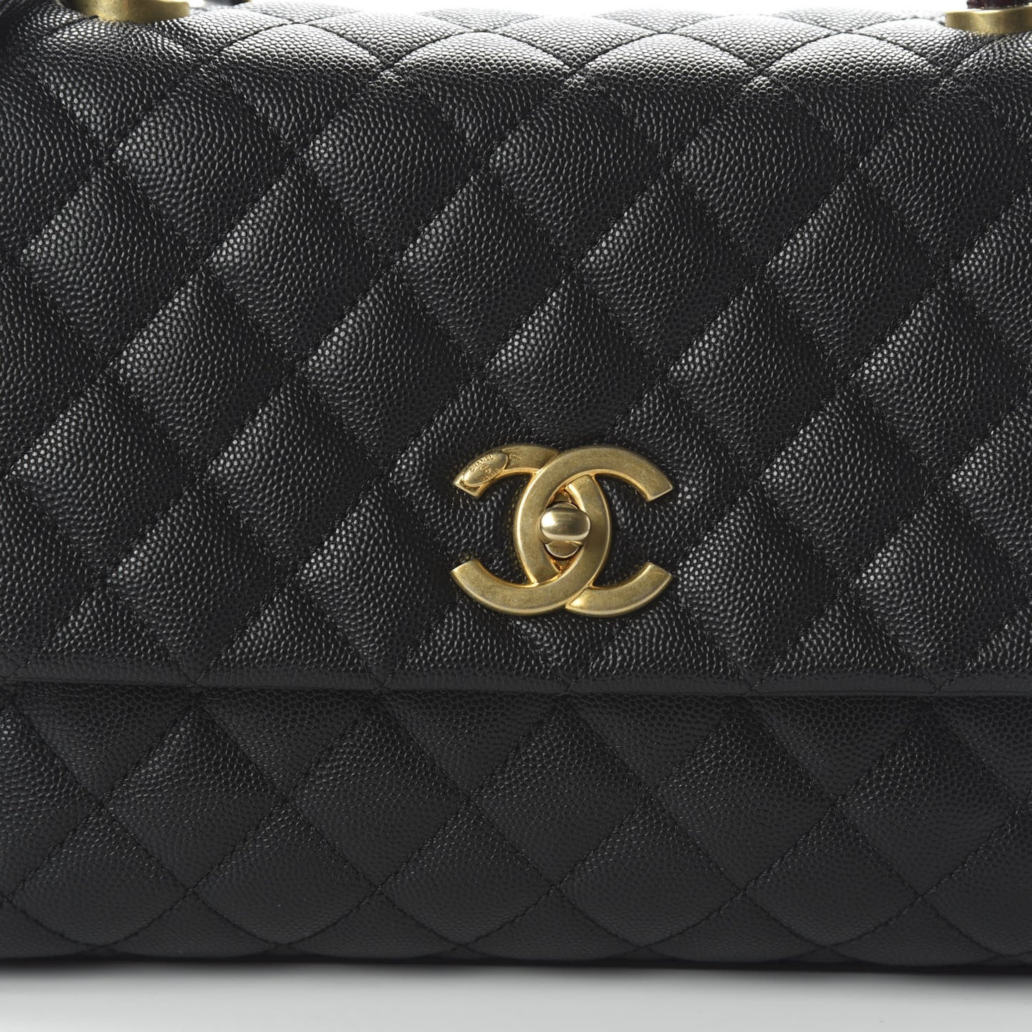 Caviar Lizard Quilted Small Coco Handle Flap Black