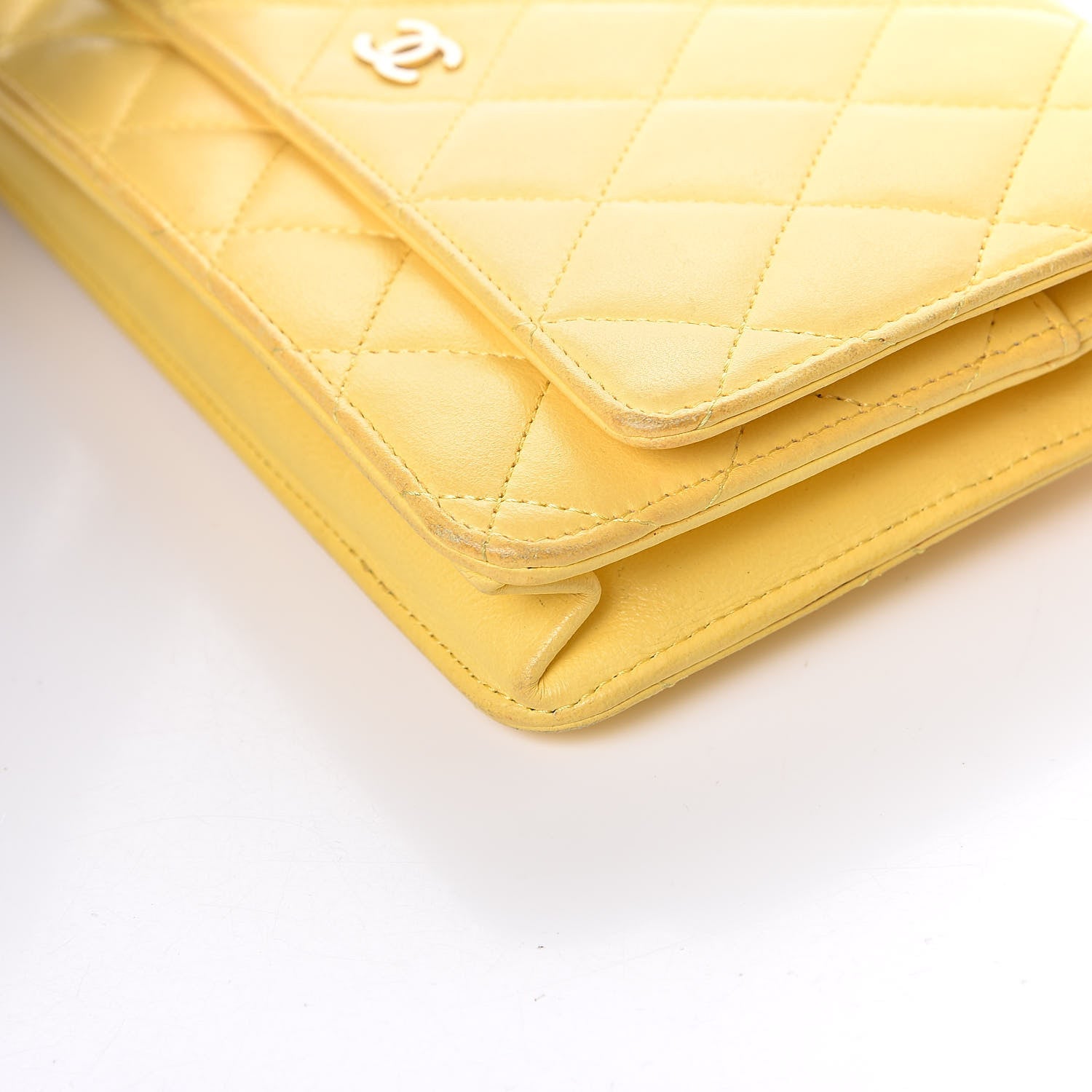 Chanel Lambskin Quilted Wallet on Chain WOC Yellow 11 of 11