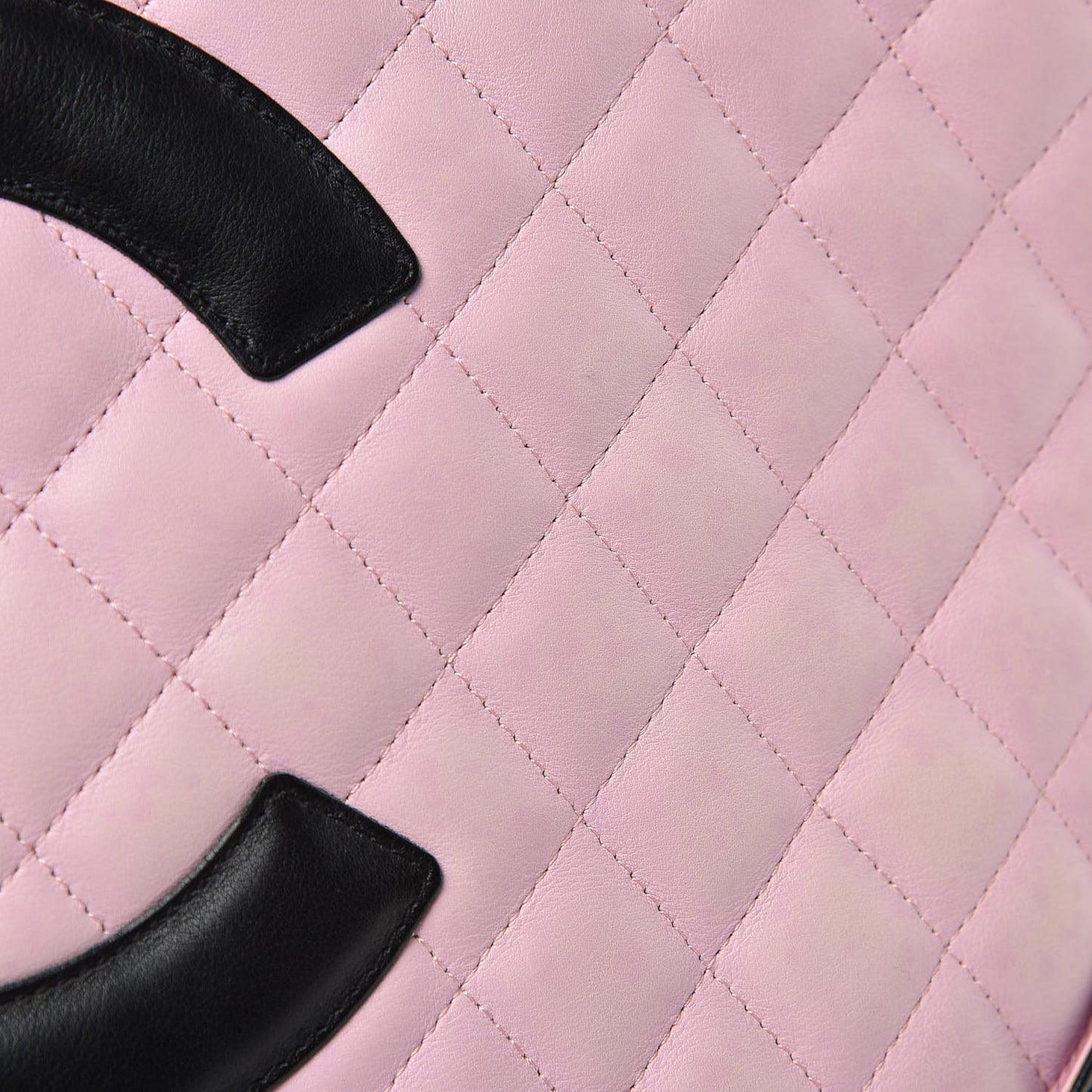 Calfskin Quilted Medium Cambon Tote Pink Black
