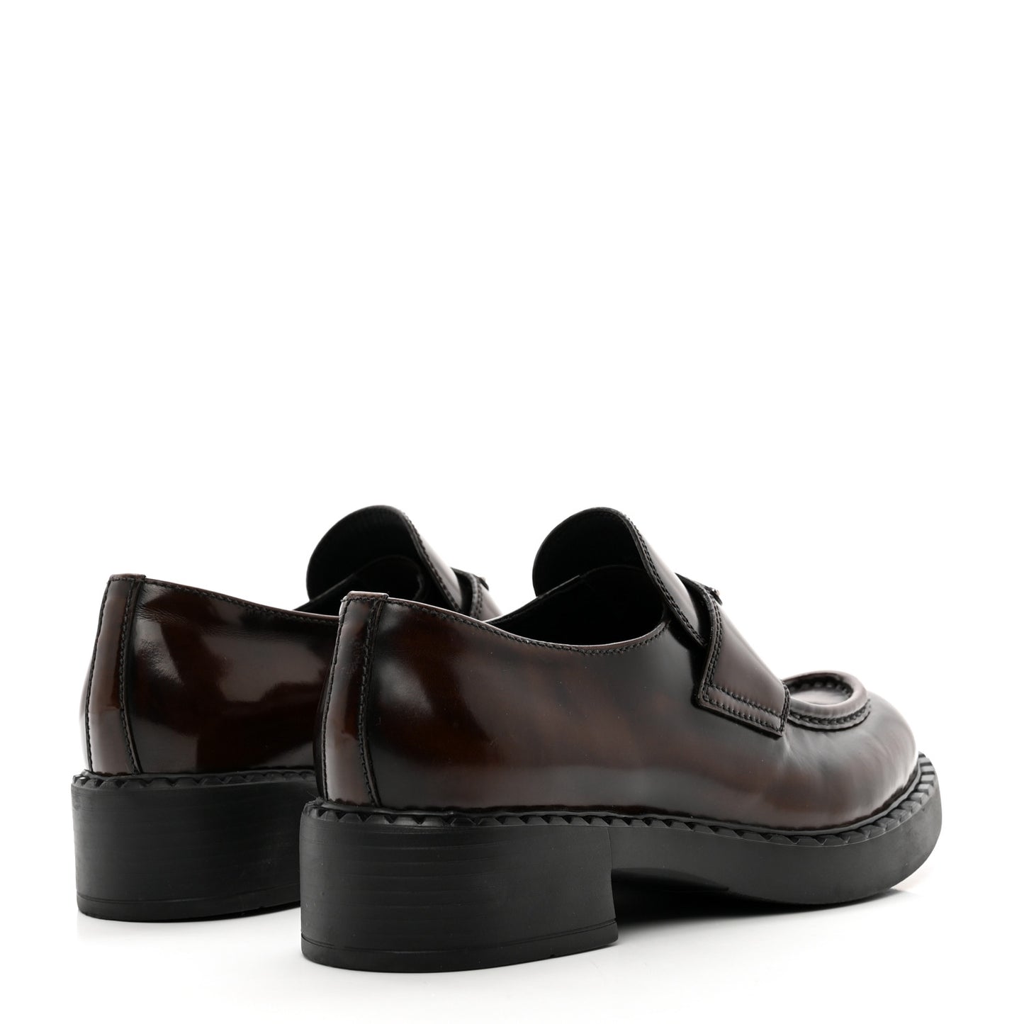 Spazzolato Fume Metal Triangle Logo 50mm Loafers 38 Bruciato Fume