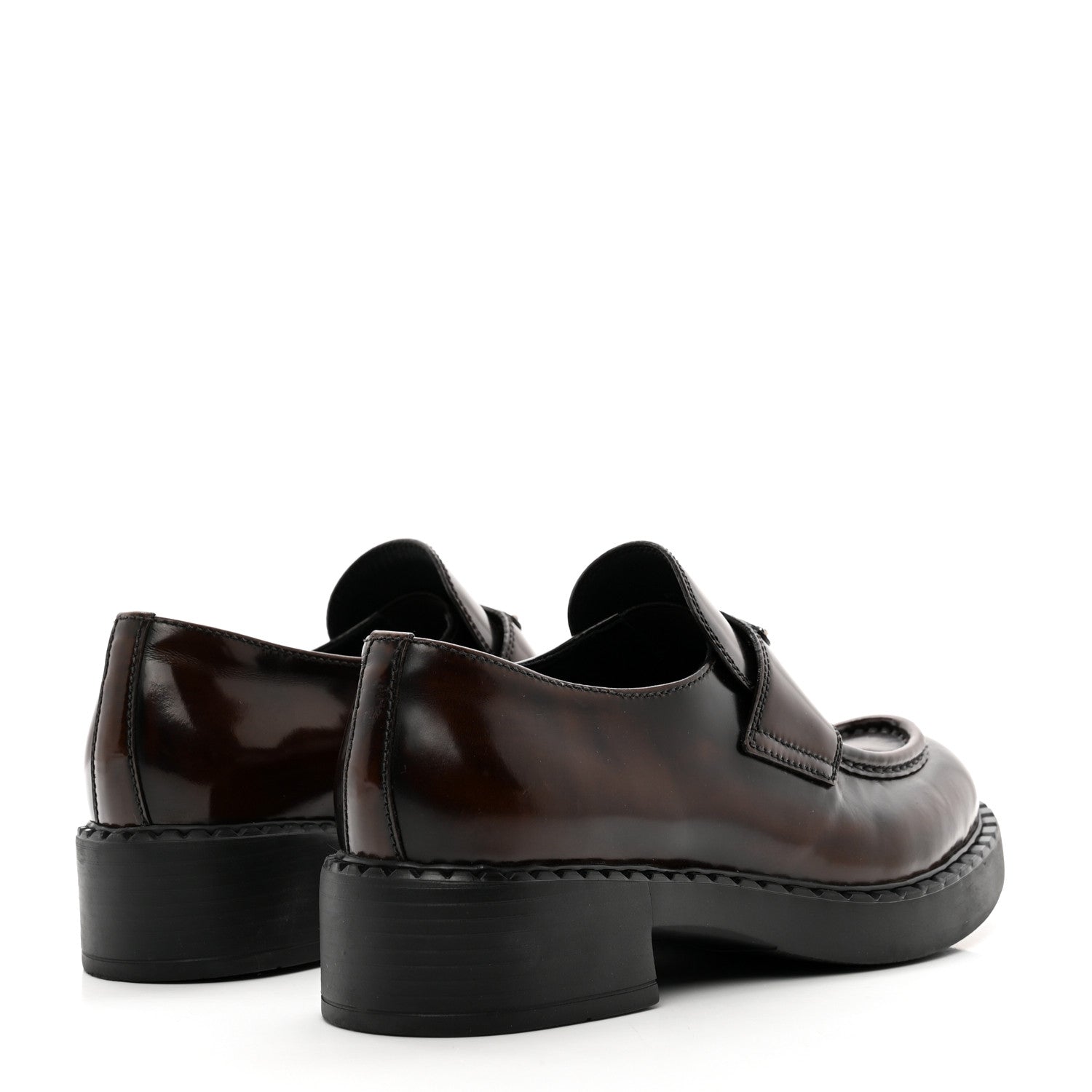 Prada Spazzolato Fume Metal Triangle Logo 50mm Loafers 38 Bruciato Fume 4 of 9