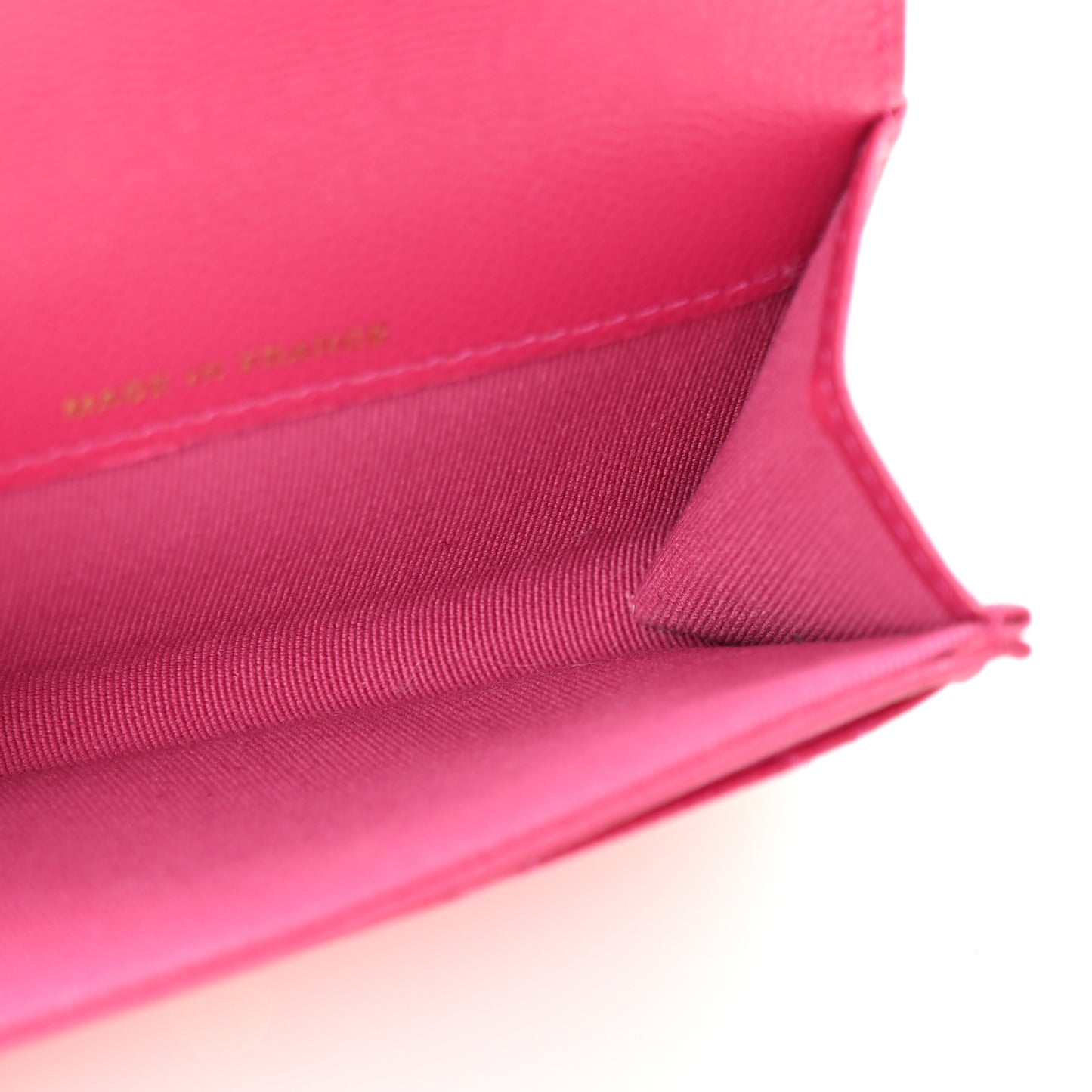 Caviar Quilted Flap Card Holder Wallet Dark Pink