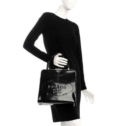 Prada Spazzolato Logo Print Framed Bag Nero Black 2 of 7