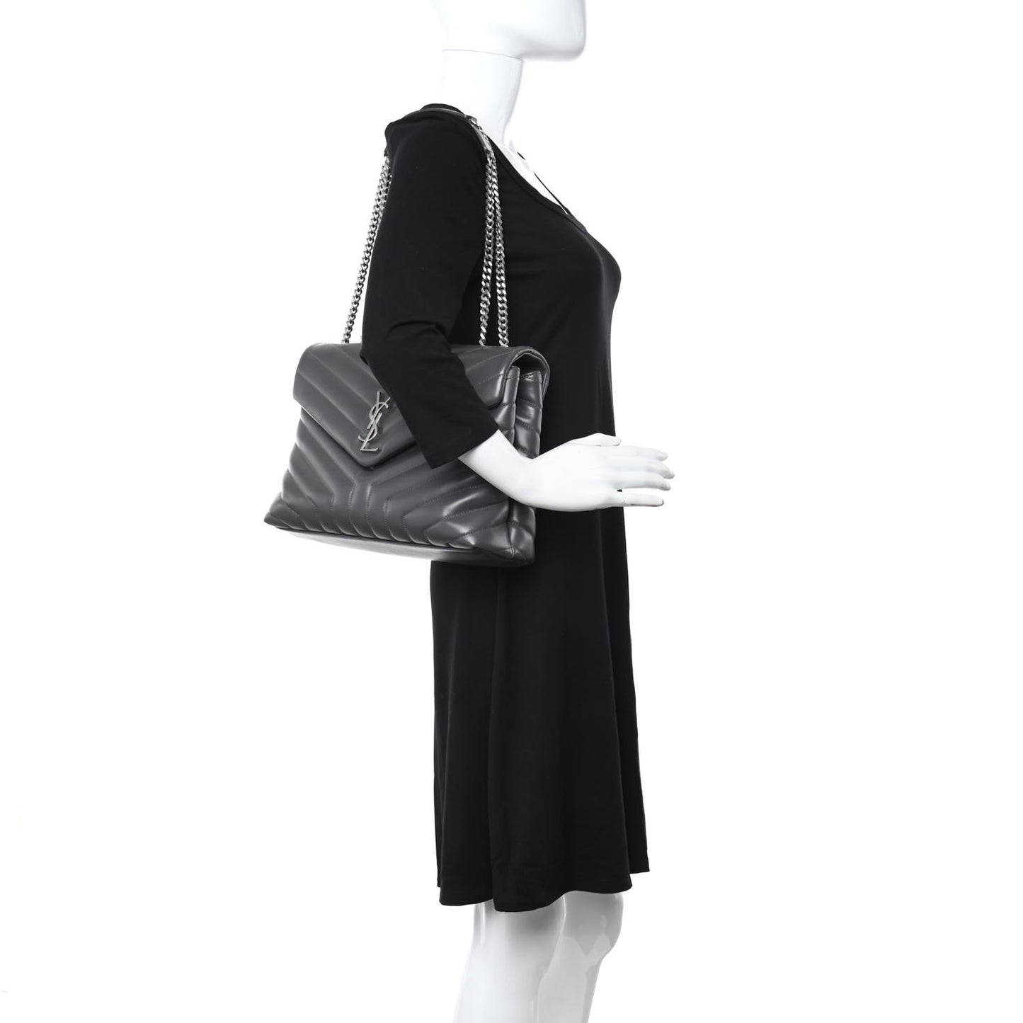 Calfskin Y Quilted Monogram Medium Loulou Chain Satchel Earth