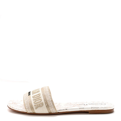 Christian Dior Canvas Lurex Jardin d'Hiver Embroidered Dway Flat Slide Sandals 39 White Palladium 1 of 9