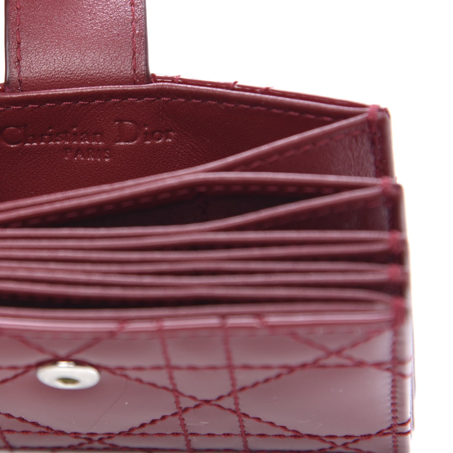 Patent Cannage Lady Dior 5-Gusset Card Holder Scarlet