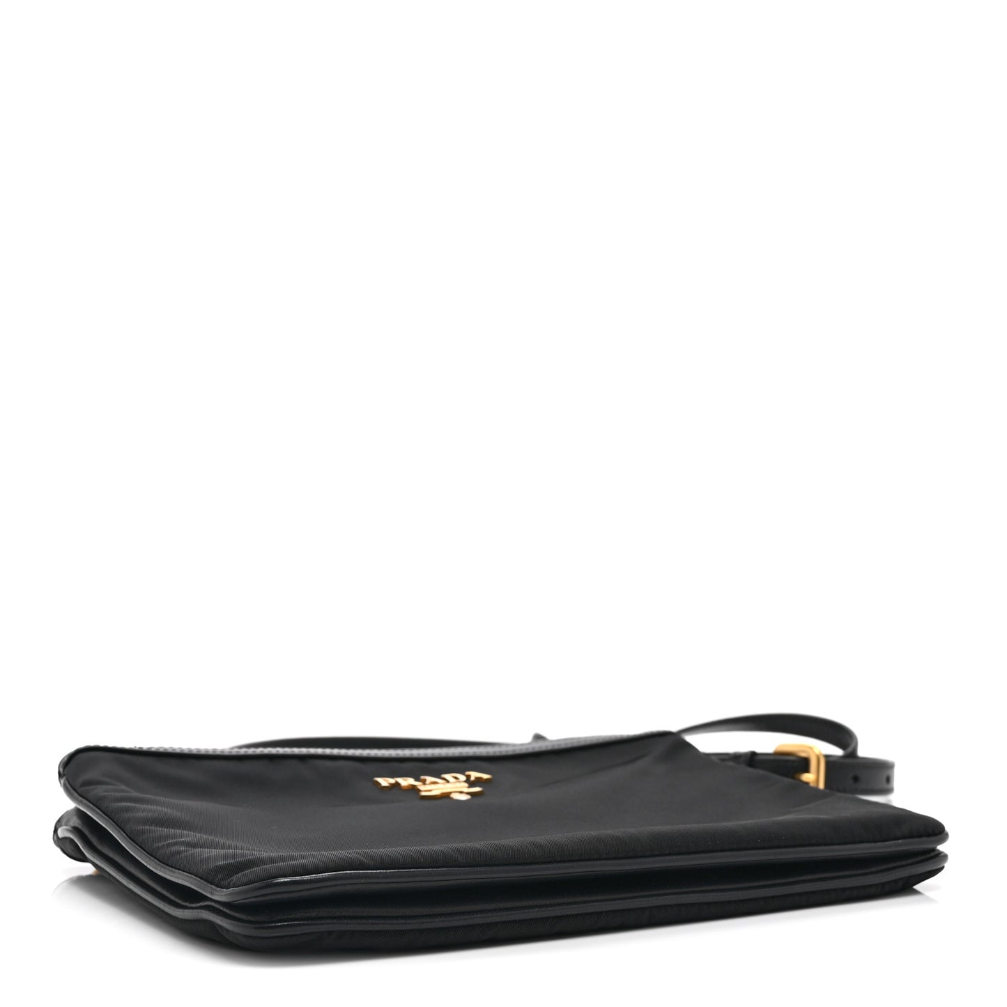 Tessuto Nylon Soft Calf Double Zip Crossbody Bag Black