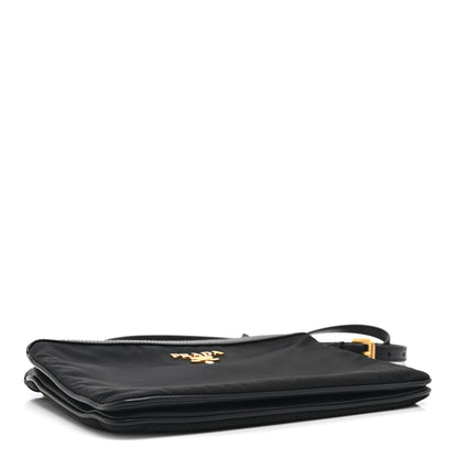 Prada Tessuto Nylon Soft Calf Double Zip Crossbody Bag Black 7 of 21