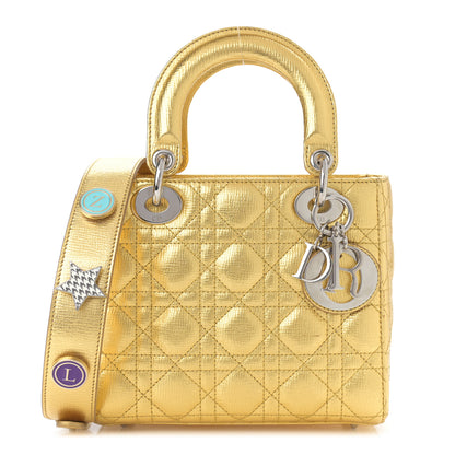 Christian Dior Metallic Grained Calfskin Cannage Small Lucky Badges My Lady Dior Gold 1 of 11
