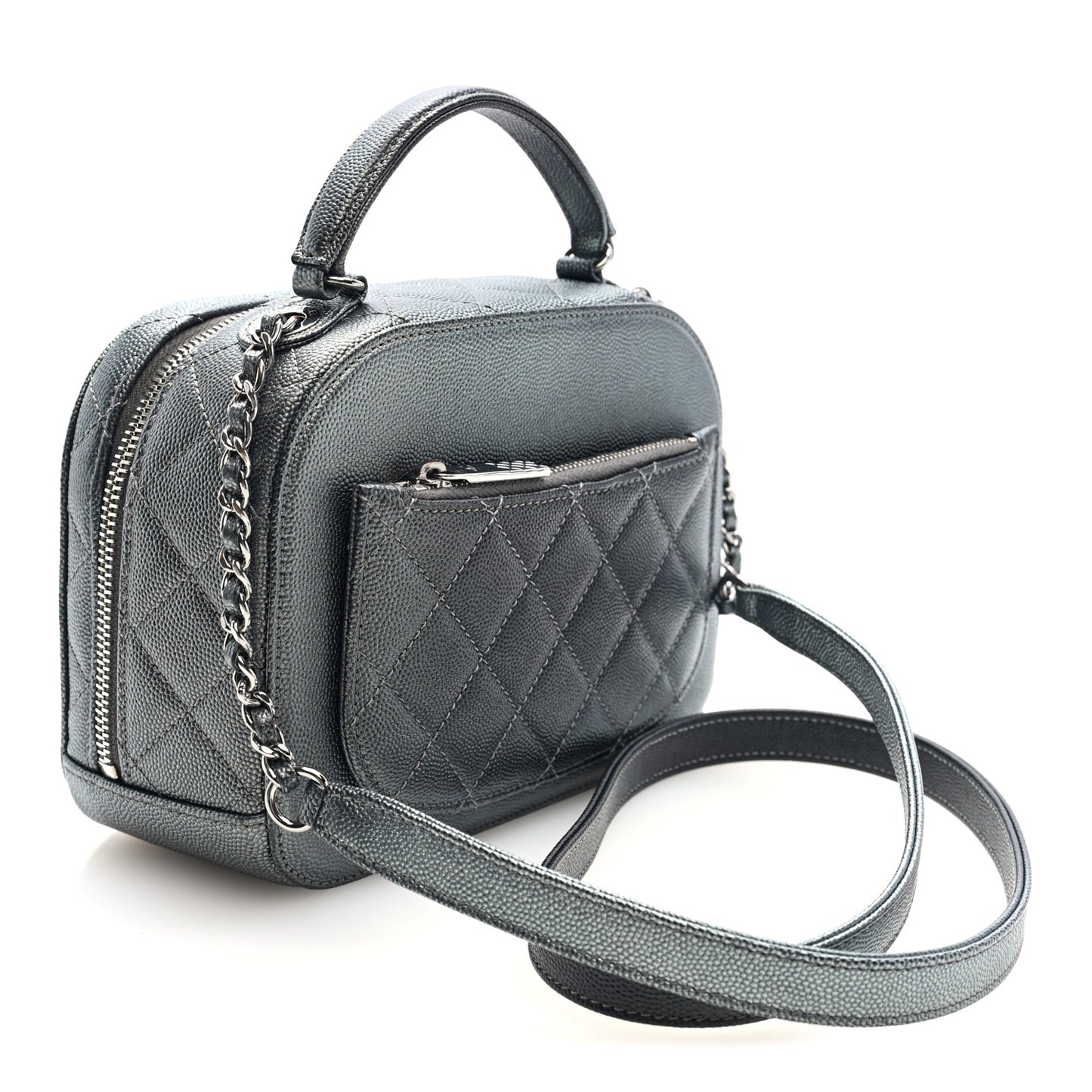 Metallic Caviar Small Coco Curve Vanity Bag Black Ruthenium