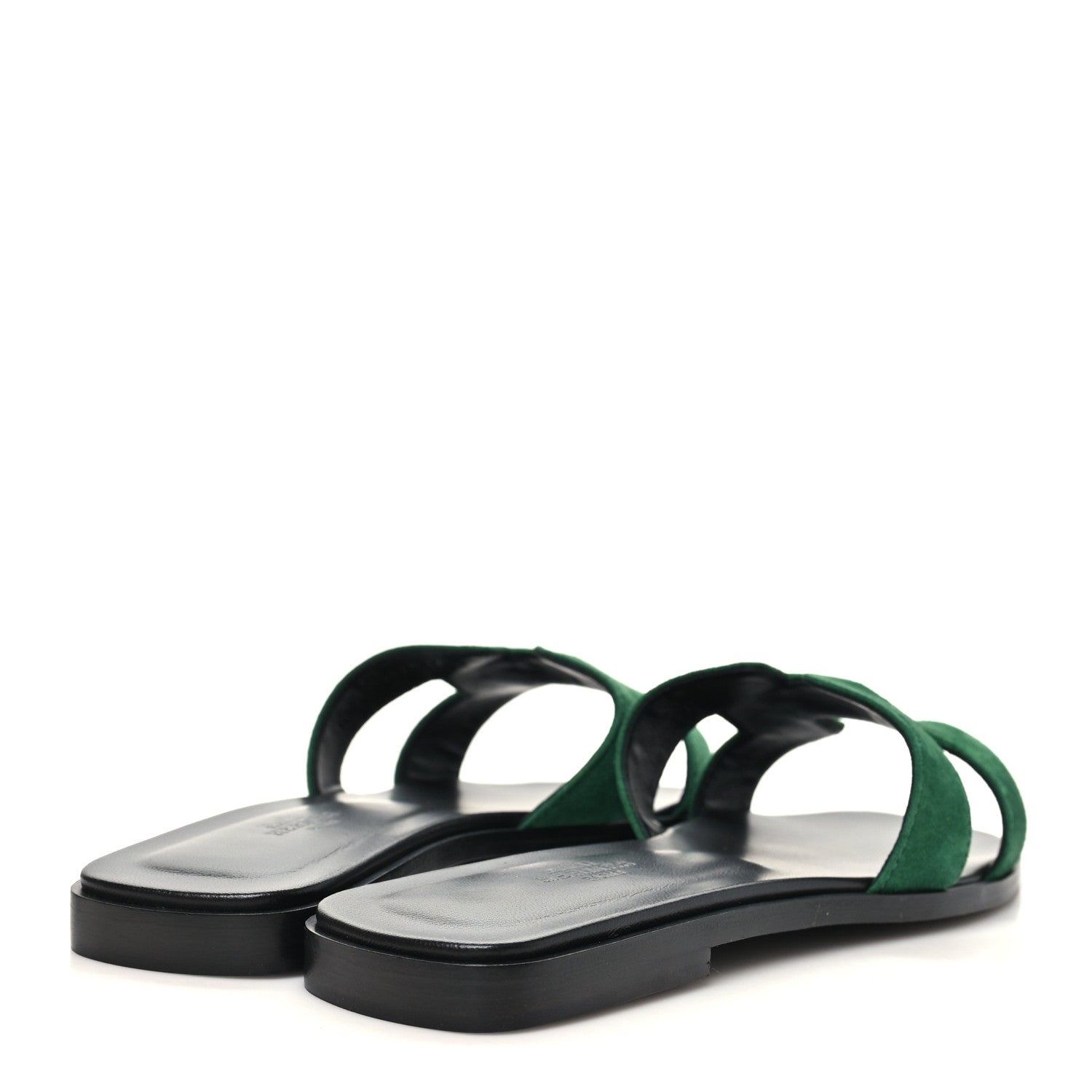 Hermes Suede Goatskin Oran Sandals 38.5 Vert Electrique 5 of 10