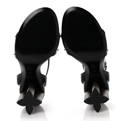 Louis Vuitton Calfskin Monogram Silhouette Sandals 38 Black 5 of 7