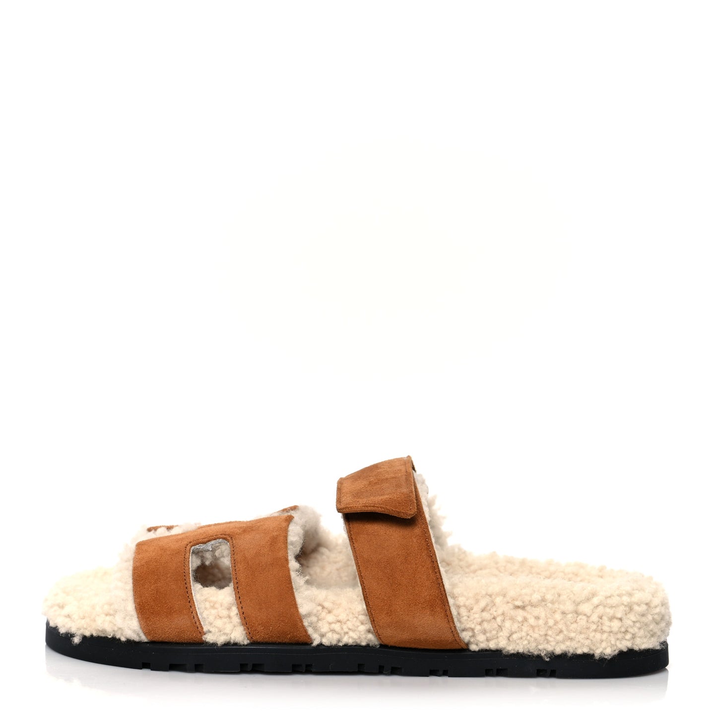 Suede Goatskin Woolskin Womens Chypre Sandals 36 Brun Fume Ecru