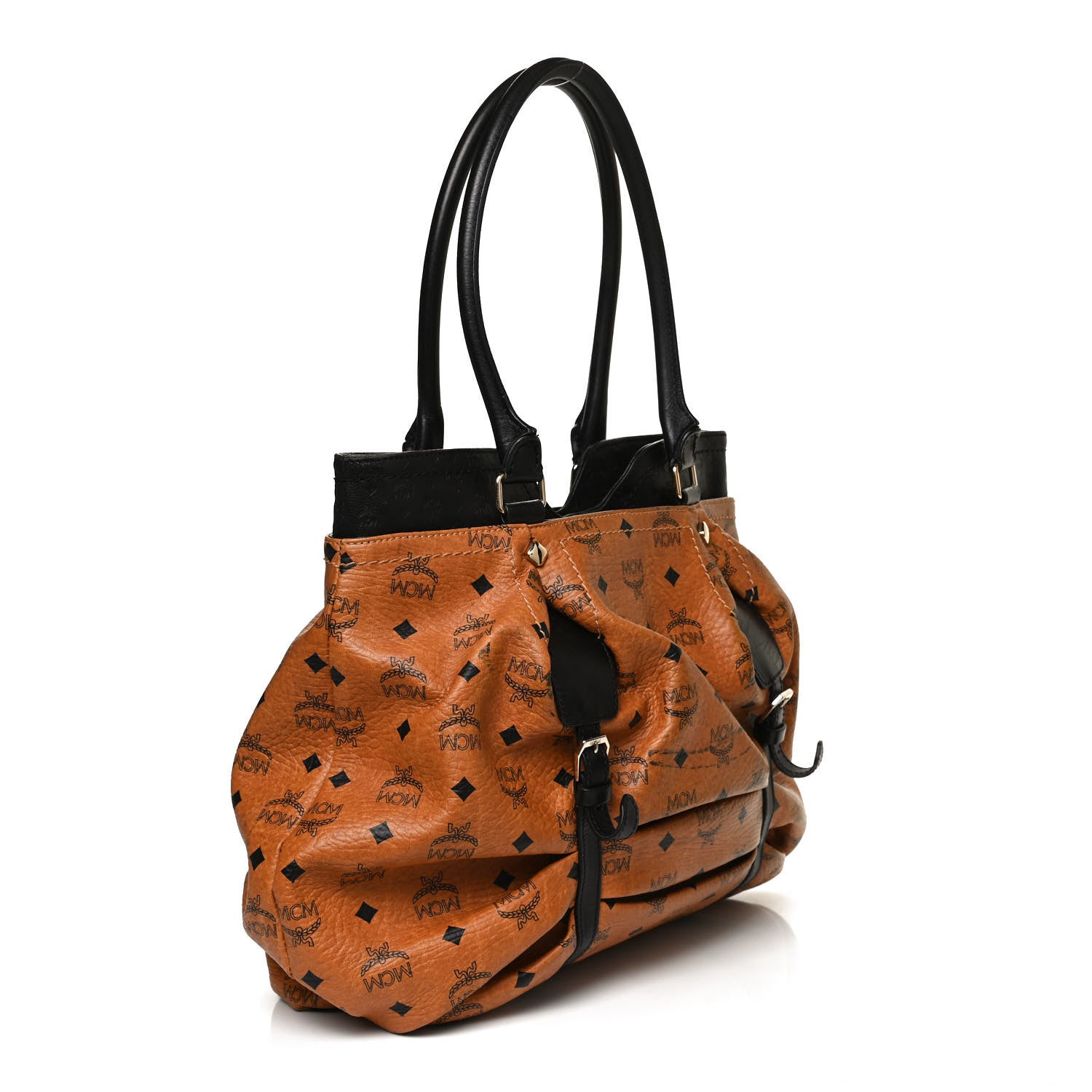 MCM Visetos Tote Cognac Black 3 of 11