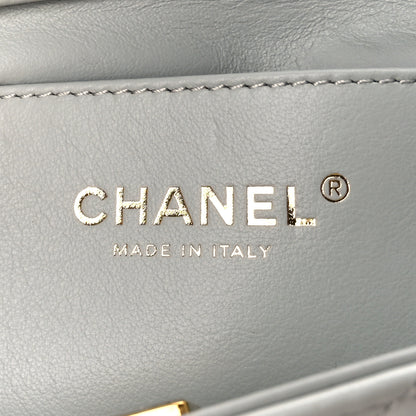 Chanel Lambskin Enamel Strass Quilted Mini Paris Monaco Flap Light Grey 6 of 10