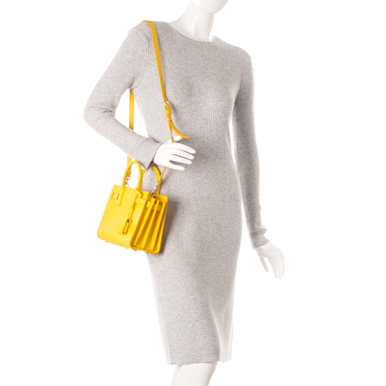 Saint Laurent Grained Calfskin Nano Sac De Jour Jaune 2 of 7