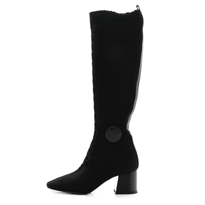 Hermes Knit Calfskin Fontaine 60 Boots 36 Black 1 of 7