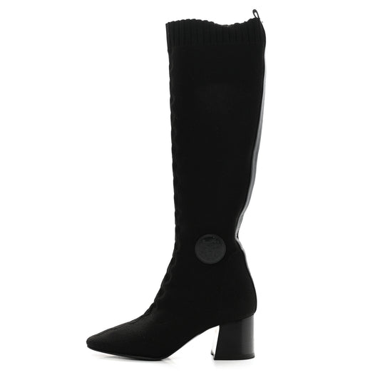 Knit Calfskin Fontaine 60 Boots 36 Black