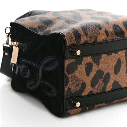 Christian Louboutin Suede Calfskin Leopard Print Small Marie Jane Top Handle Black 9 of 10