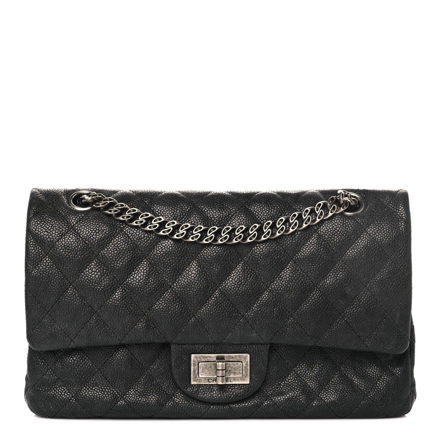 Chanel Washed Caviar Quilted 2.55 Reissue 225 Bijoux Chain Flap Black 1 of 15