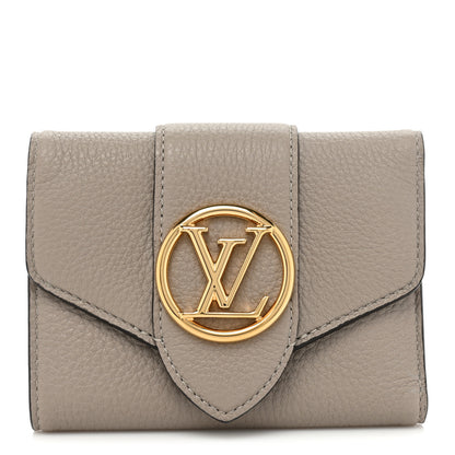 Louis Vuitton Grained Calfskin LV Pont 9 Compact Wallet Gris 1 of 14