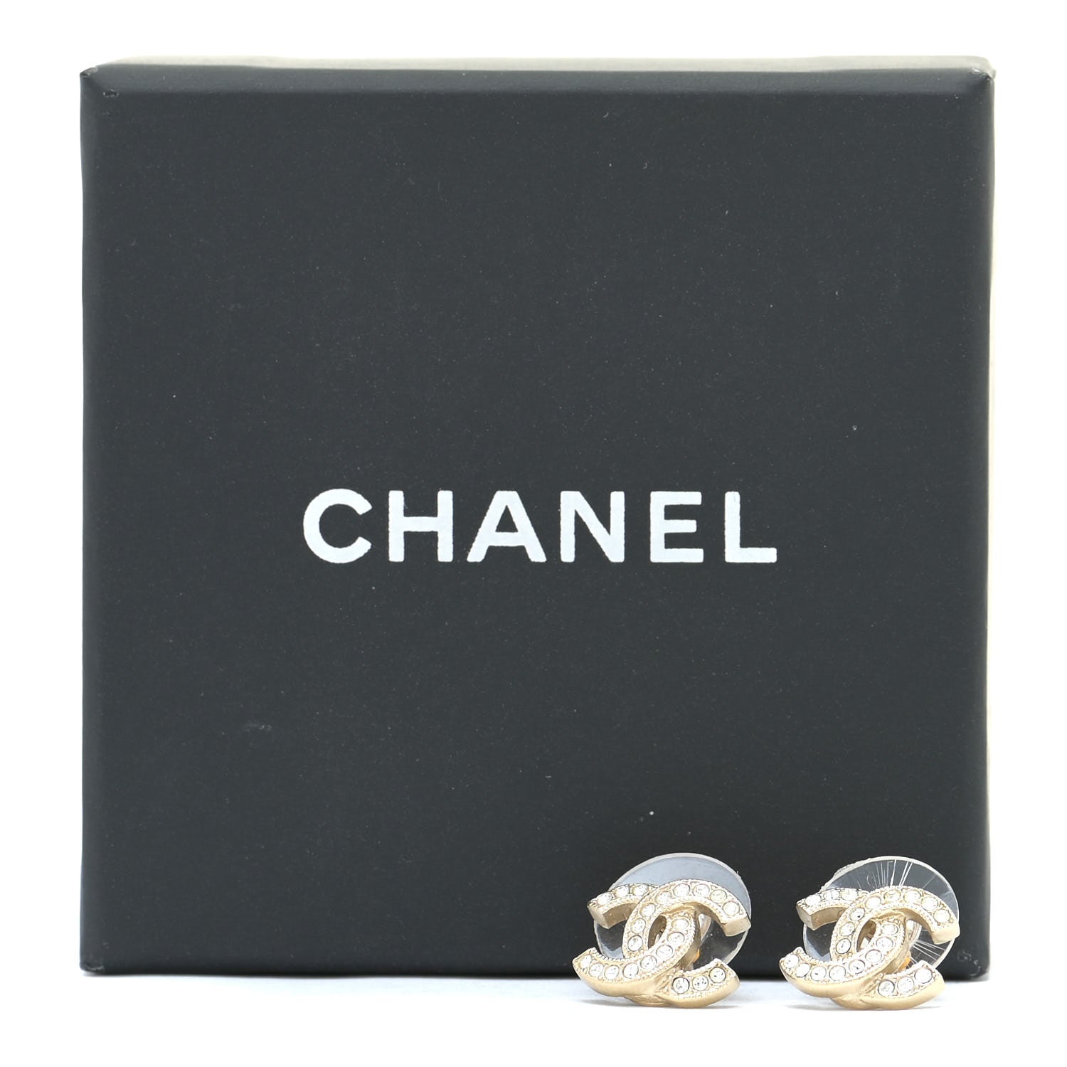 Chanel Crystal CC Earrings Gold 5 of 5