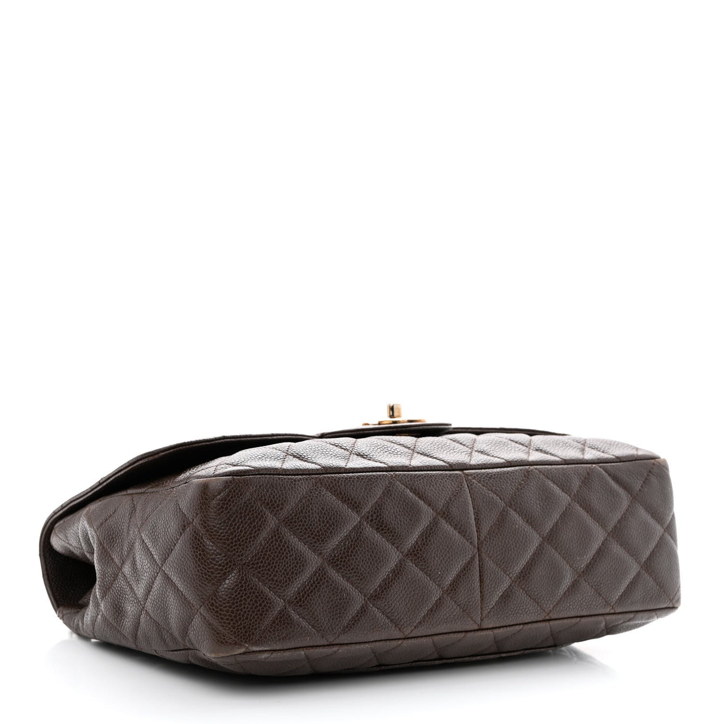Caviar Quilted Jumbo Single Flap Dark Brown