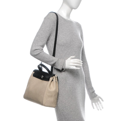 Hermes Toile Vache Calfskin Herbag 30 PM Natural Black 2 of 9