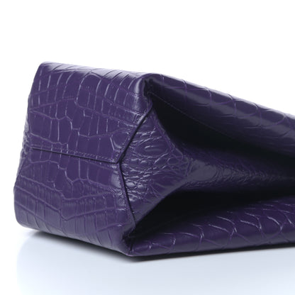 Bottega Veneta Calfskin Crocodile Embossed Doll Top Handle Bag Purple 9 of 9