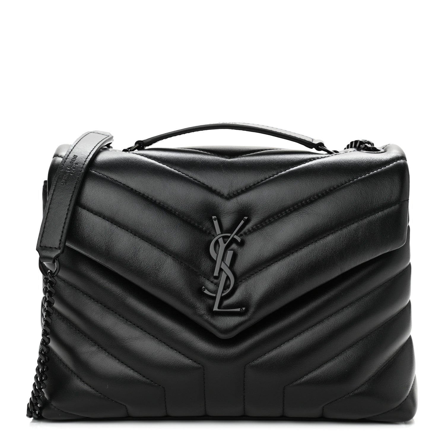 Saint Laurent Calfskin Y Quilted Monogram Small Loulou Chain Satchel Black 1 of 9