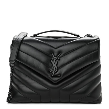Saint Laurent Calfskin Y Quilted Monogram Small Loulou Chain Satchel Black 1 of 9