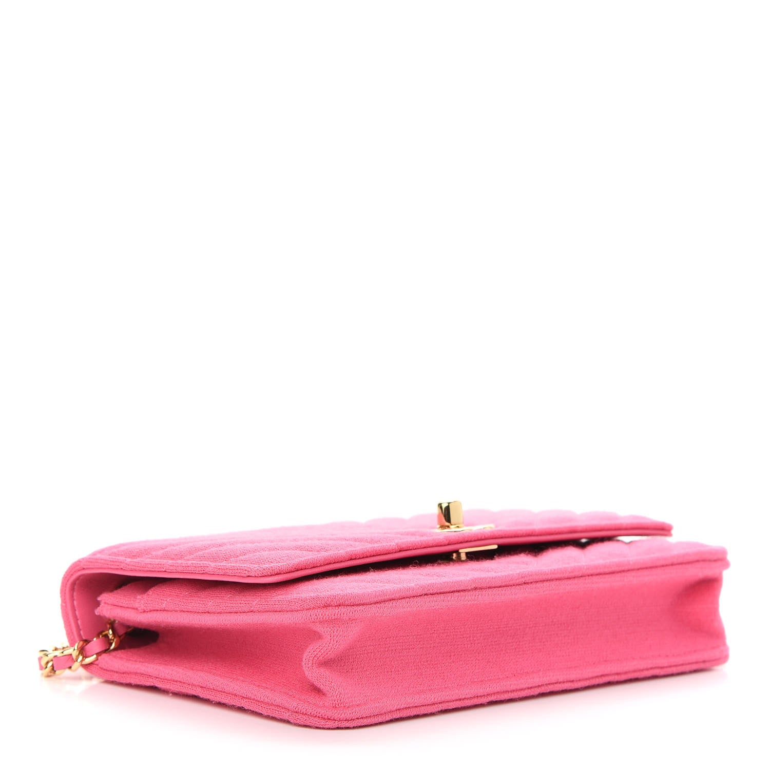 Chanel Jersey Chevron Quilted Trendy CC Wallet On Chain WOC Pink 3 of 9
