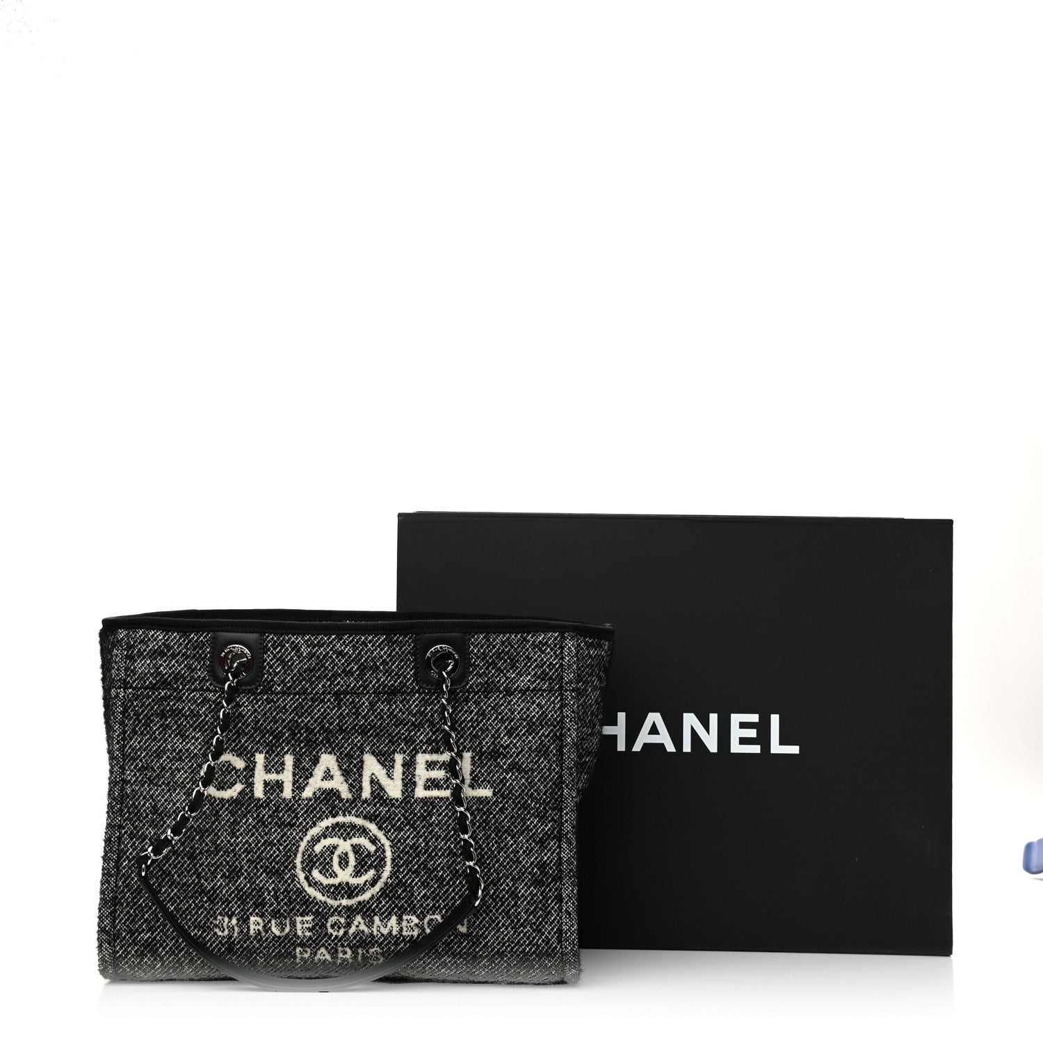 Chanel Mixed Fibers Calfskin Small Deauville Tote Black 10 of 10
