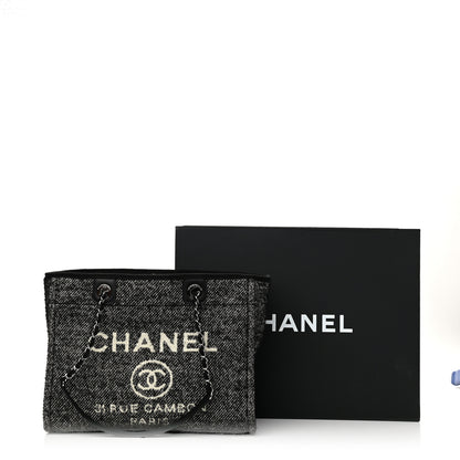 Chanel Mixed Fibers Calfskin Small Deauville Tote Black 10 of 10