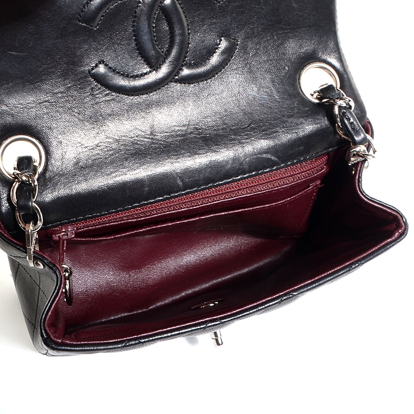 Lambskin Quilted Mini Square Flap Black