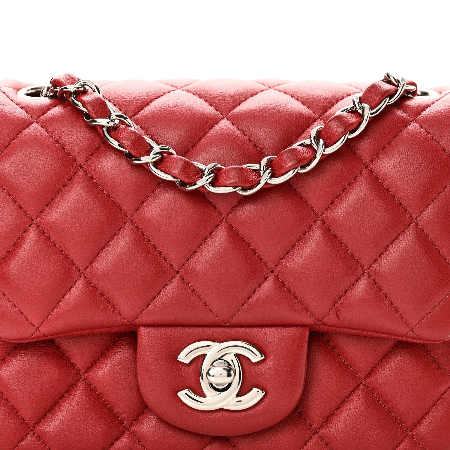 Chanel Lambskin Quilted Mini Square Flap Red 8 of 13